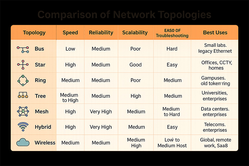 Comparison of Network Topologies