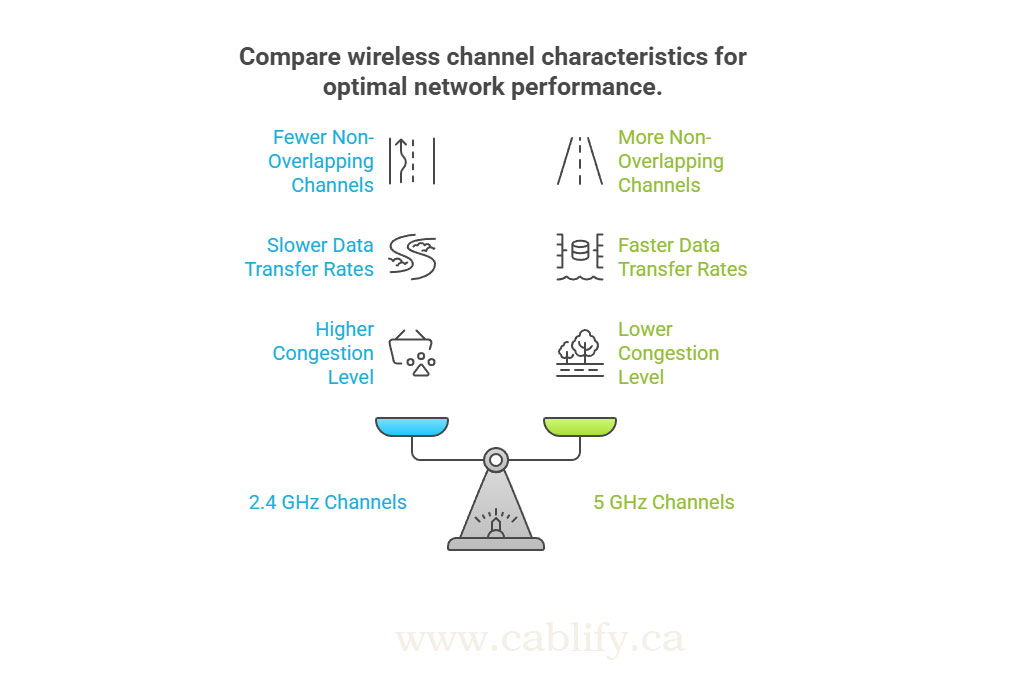 Compare wireless channel characteristics