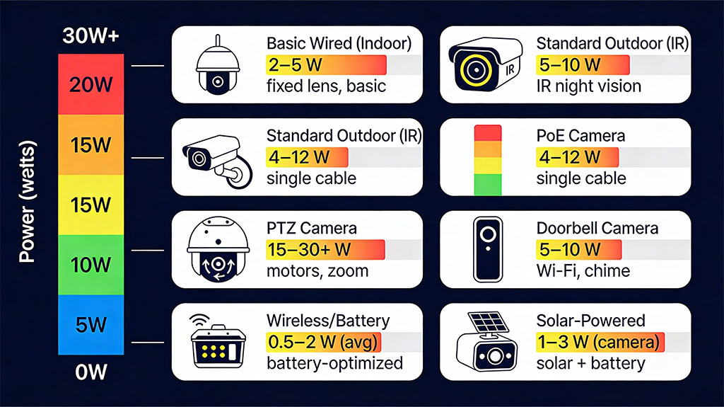 security camera power requirement