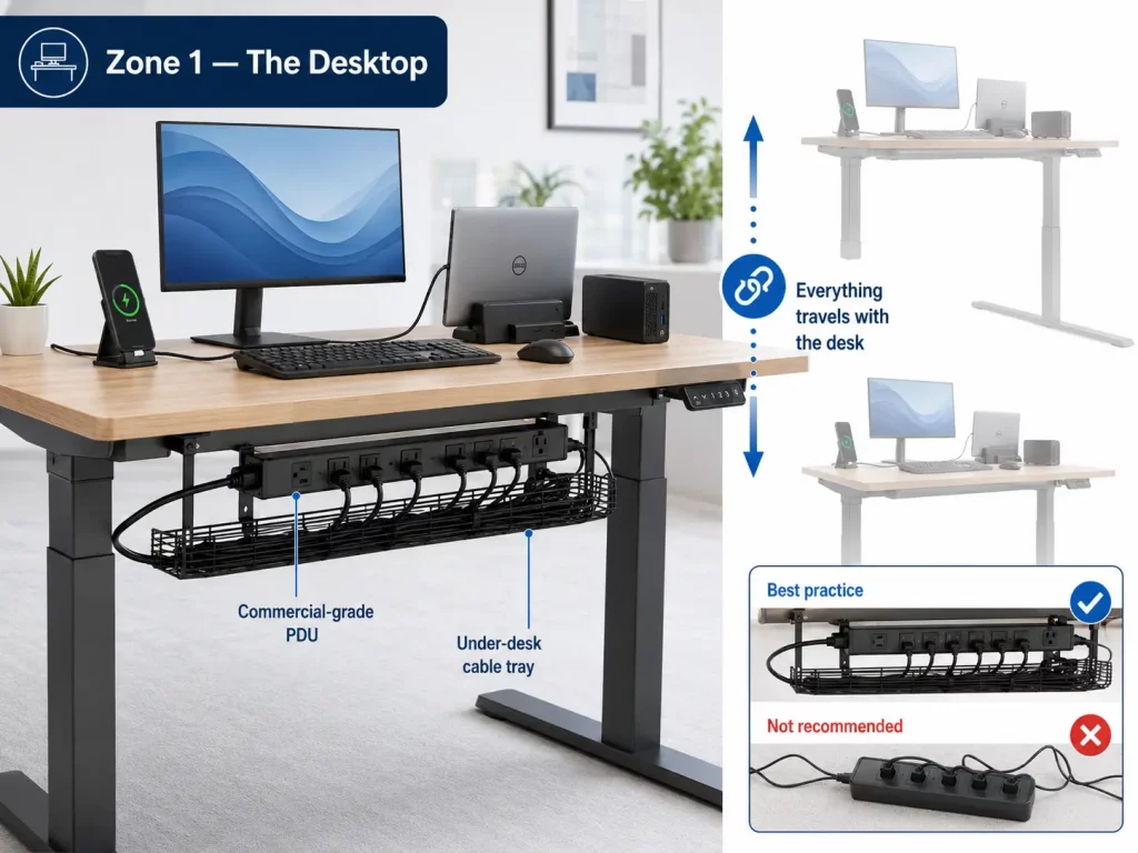 SitStand Desk Cable Management