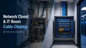Network closet and IT room cable cleanup