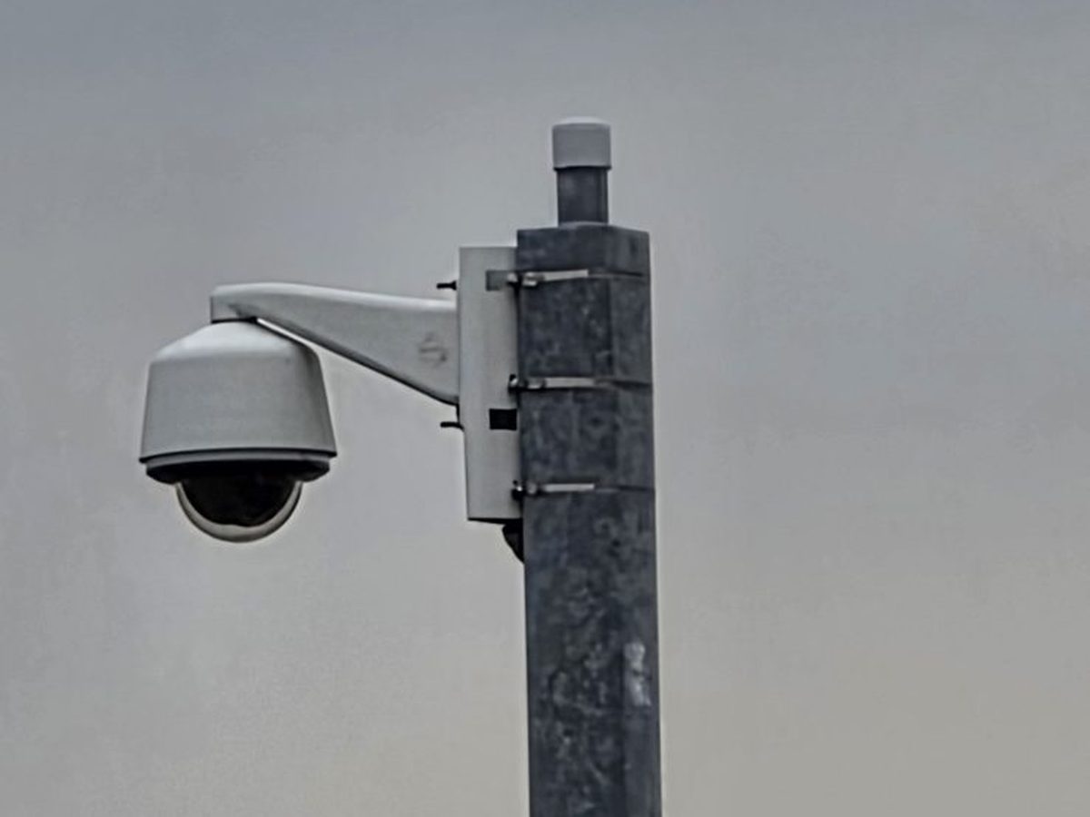 PTZ security camera on a pole mount